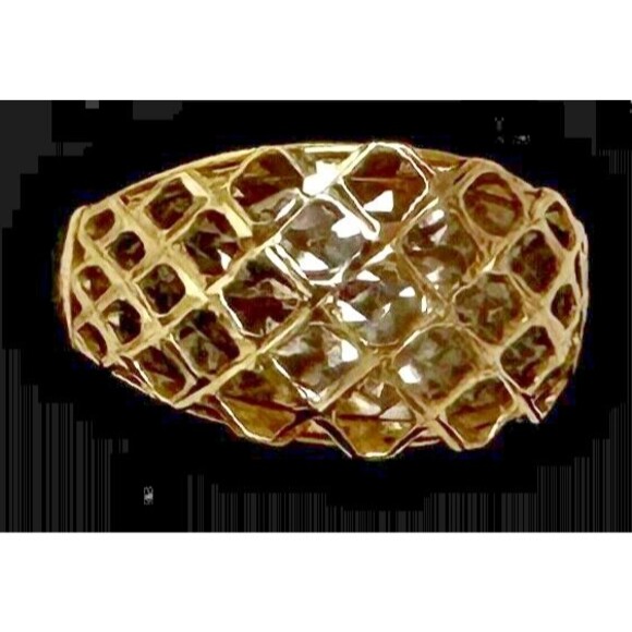 Two Tone Diamond Cut 14K Yellow and White Gold Ring Size 10 - Picture 3 of 3